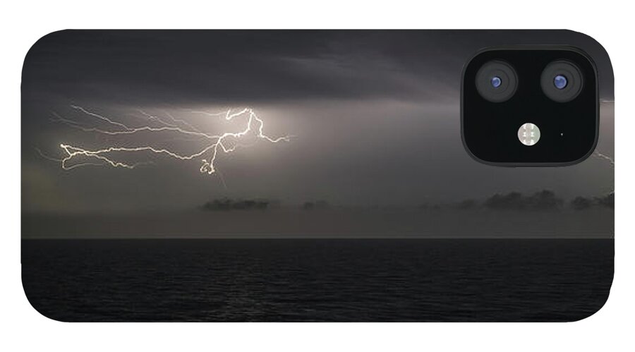Lightning iPhone 12 Case featuring the photograph Lightning at Sea II by William Dickman