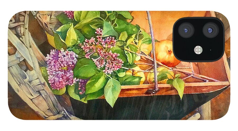 Lilas iPhone 12 Case featuring the painting Lilas et Pommes by Francoise Chauray
