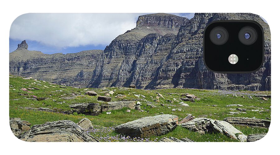 Glacier iPhone 12 Case featuring the photograph Logan Pass Meadow and Mountains in Glacier National Park by Bruce Gourley