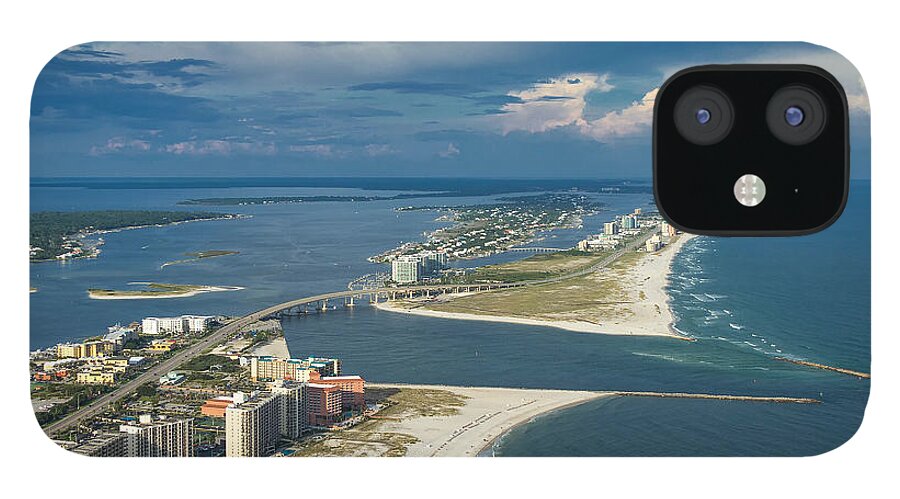 Gulf Shores iPhone 12 Case featuring the photograph Looking East Across Perdio Pass by Gulf Coast Aerials -