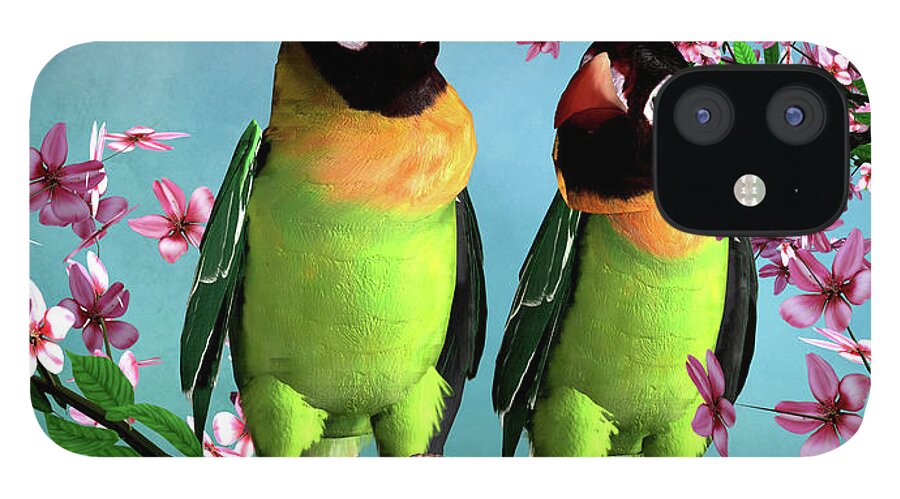 Love Birds iPhone 12 Case featuring the digital art Love Birds by John Junek