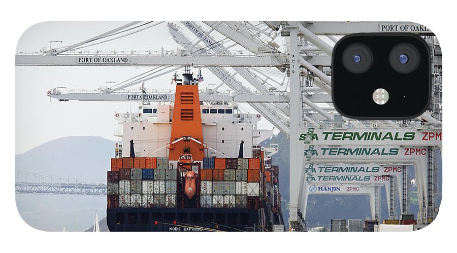 Made In China iPhone 12 Case featuring the photograph Made in China -- Container Ship Kobe Express at Port of Oakland, California by Darin Volpe