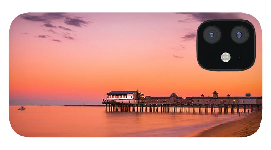 Maine iPhone 12 Case featuring the photograph Maine Old Orchard Beach Pier at Sunset by Ranjay Mitra