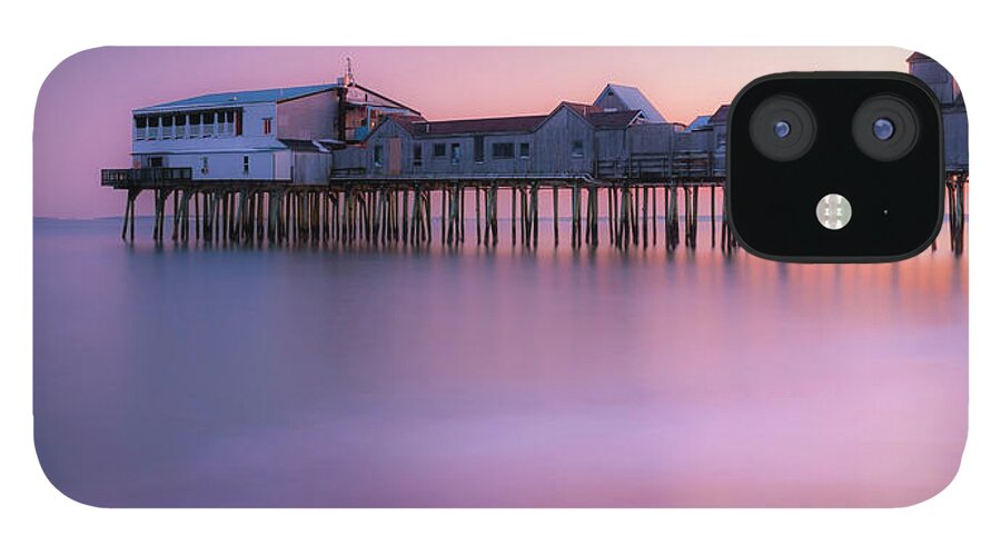 Maine iPhone 12 Case featuring the photograph Maine OOB Pier at Sunset Panorama by Ranjay Mitra
