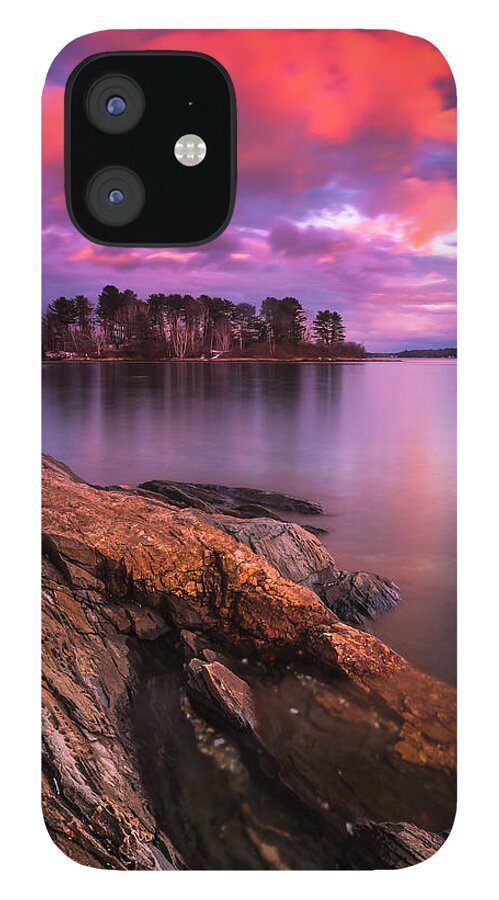 Maine iPhone 12 Case featuring the photograph Maine Pound of Tea Island Sunset at Freeport by Ranjay Mitra