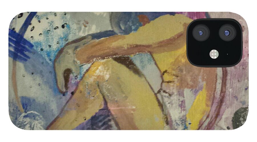 Abstract iPhone 12 Case featuring the painting Man in Despair by Elise Boam