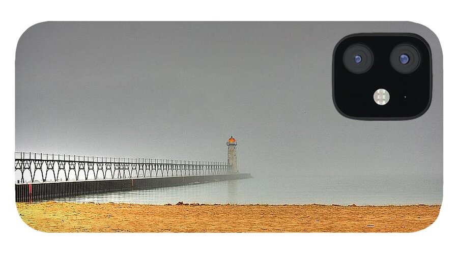 Lighthouse iPhone 12 Case featuring the photograph Manistee Light and Fog by Randy Pollard