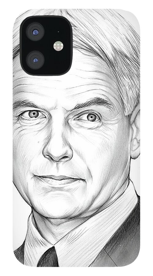 Mark Harmon iPhone 12 Case featuring the drawing Mark Harmon by Greg Joens