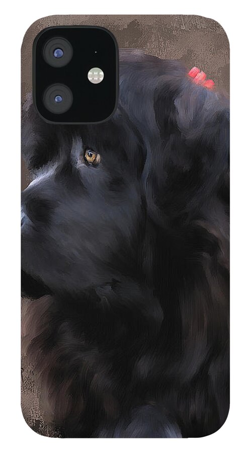 Dog. Newfoundland iPhone 12 Case featuring the painting Marlene by Diane Chandler