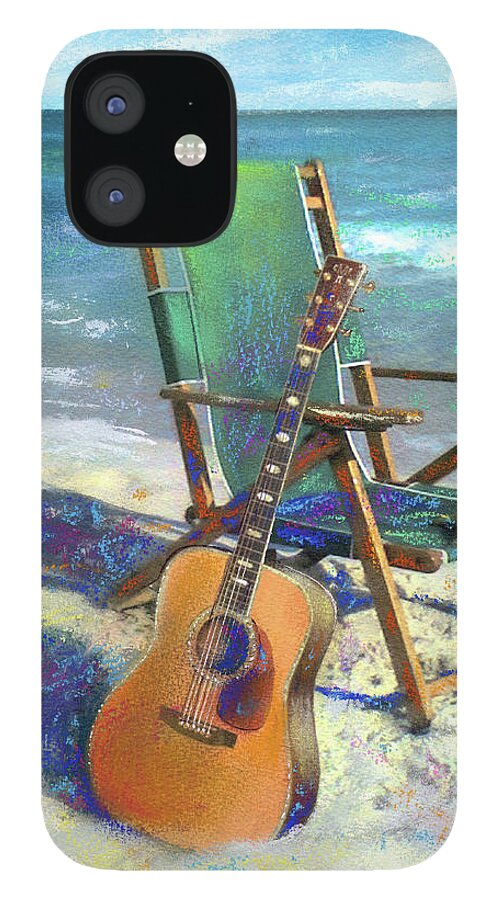 Guitar iPhone 12 Case featuring the painting Martin Goes to the Beach by Andrew King