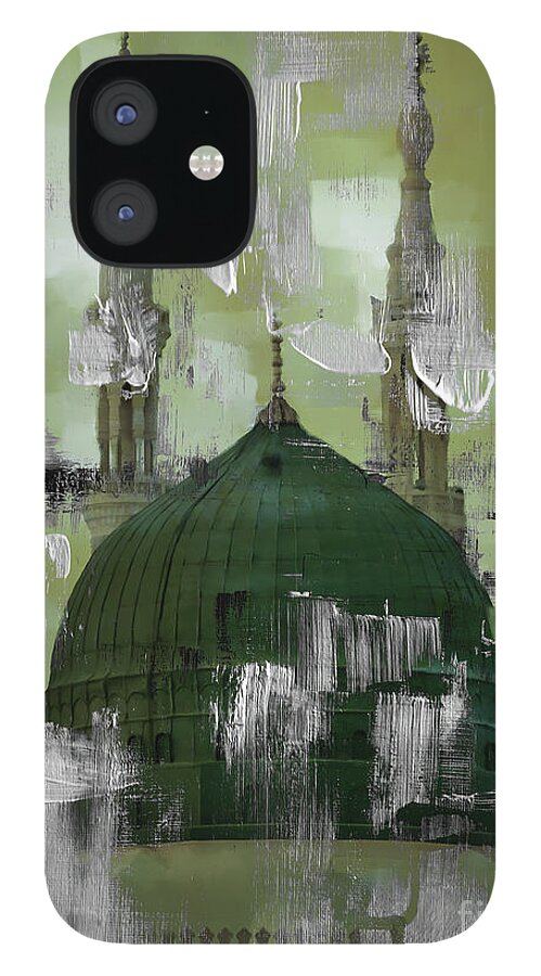 Masjid E Nabvi iPhone 12 Case featuring the painting Masjid-e-Nabwi 001 by Gull G