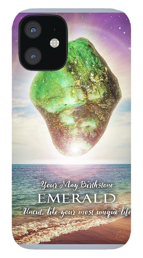 May iPhone 12 Case featuring the digital art May Birthstone Emerald by Evie Cook