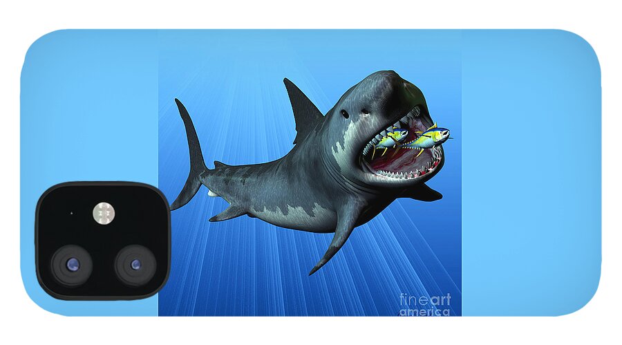 Megalodon iPhone 12 Case featuring the painting Megalodon by Corey Ford