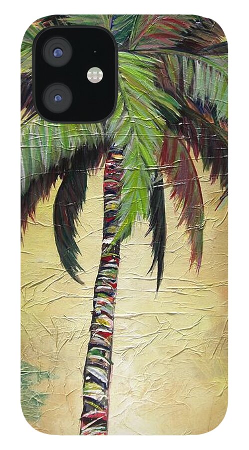 Yellow iPhone 12 Case featuring the painting Mellow Palm I by Kristen Abrahamson