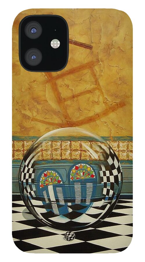 Spheres iPhone 12 Case featuring the painting Mesiendonos Eternamente -Diptych left side- by Roger Calle
