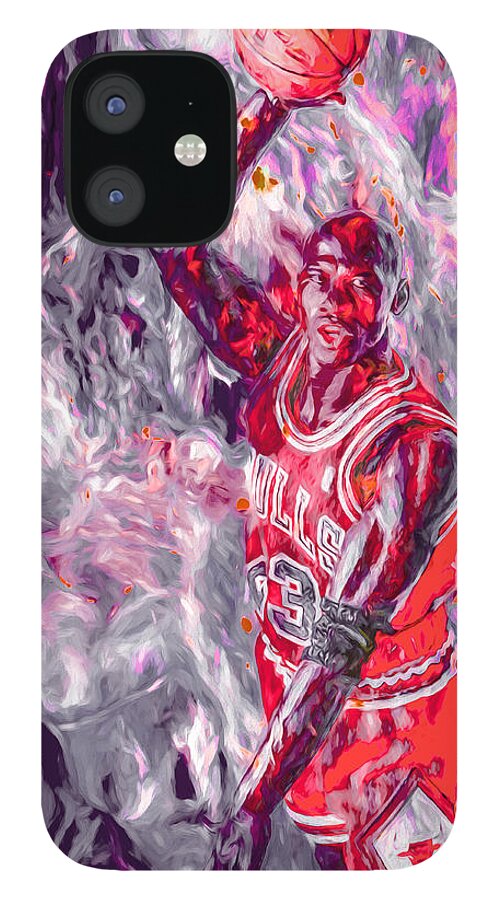 Michael Jordan iPhone 12 Case featuring the photograph Michael Jordan Chicago Bulls Digital Painting by David Haskett II