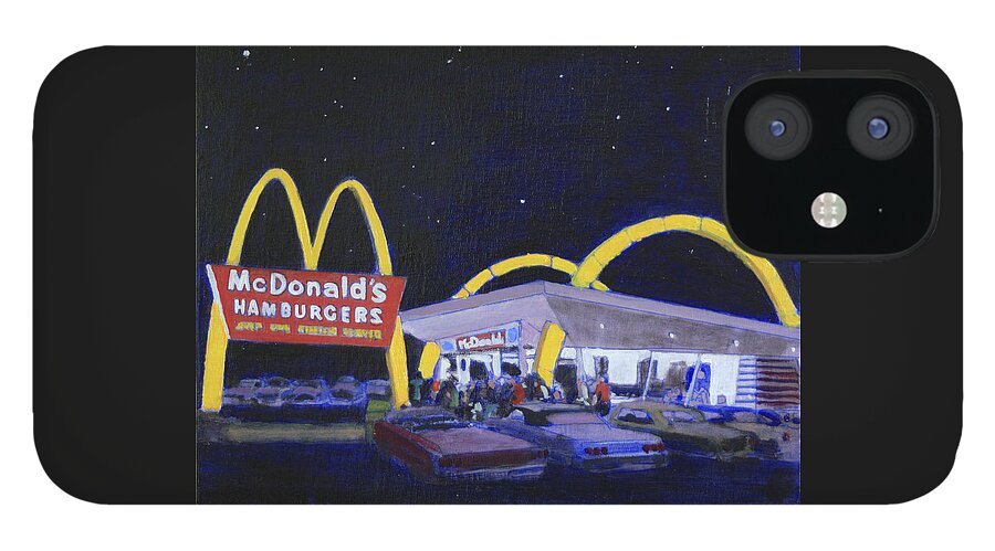 Mcdonalds Hamburger From The 70's iPhone 12 Case featuring the painting Mickey Dee's by David Zimmerman