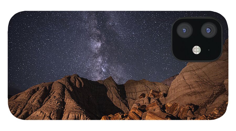 Petrified Forest iPhone 12 Case featuring the photograph Milky Way and Petrified Logs by Melany Sarafis
