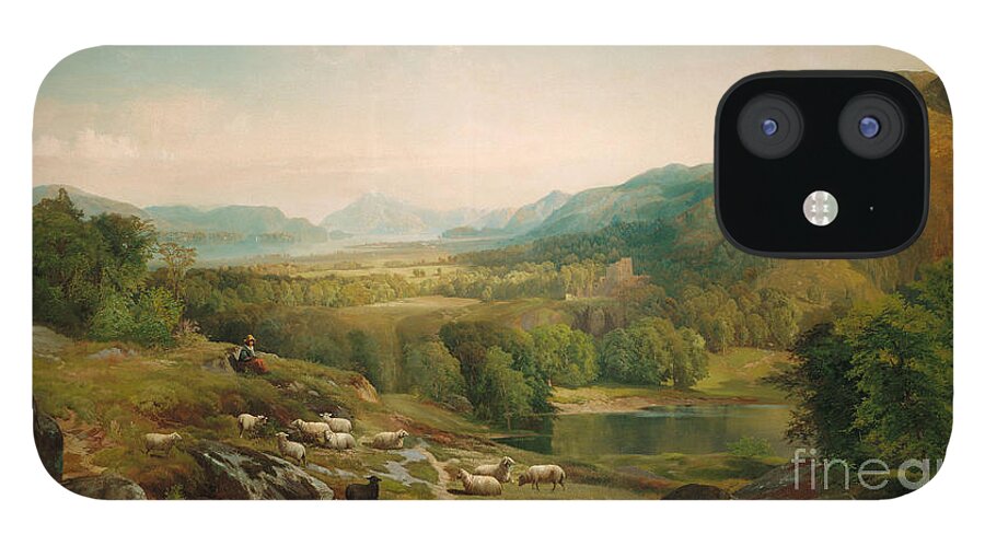 Thomas Moran iPhone 12 Case featuring the painting Minding the Flock by Thomas Moran