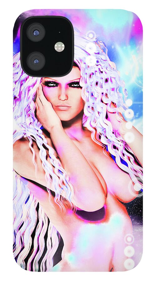 Pin-up iPhone 12 Case featuring the mixed media Miss Inter-Dimensional 2089 by Alicia Hollinger