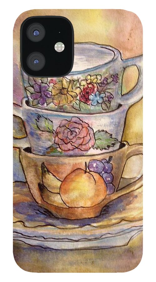 China iPhone 12 Case featuring the painting Mom's China by Cheryl Wallace
