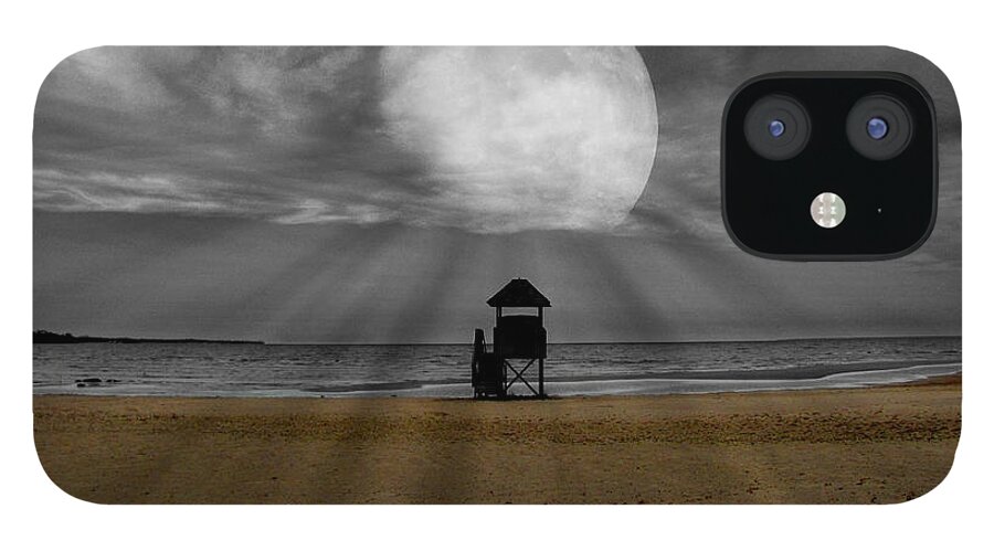 Selective Color iPhone 12 Case featuring the photograph Moon Beams by Ms Judi