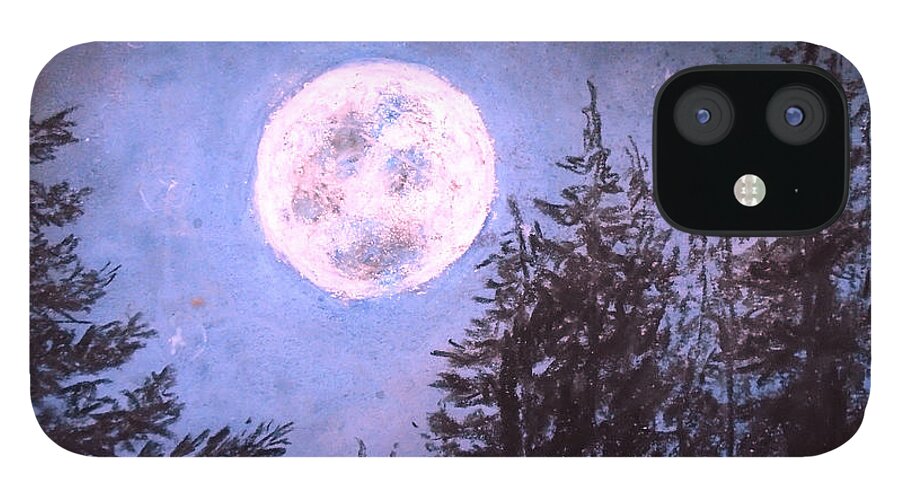 Sparkling Moon iPhone 12 Case featuring the drawing Moon Sight by Jen Shearer