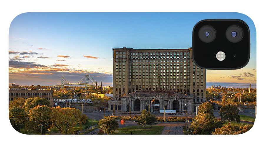 Detroit iPhone 12 Case featuring the photograph Morning across Michigan Central Station by Jay Smith