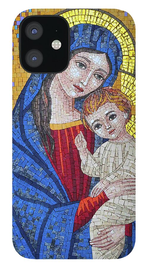 Mosaic iPhone 12 Case featuring the photograph Mosaic Jesus and Mary by Munir Alawi