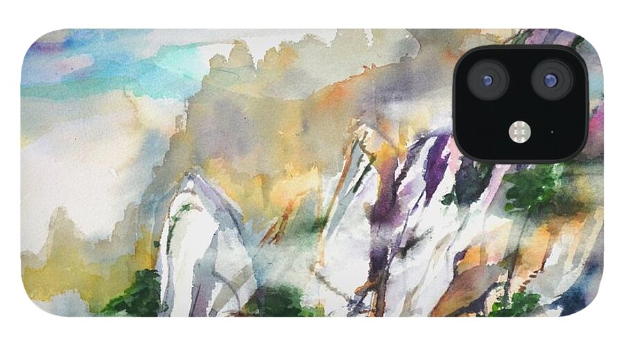 Mountain iPhone 12 Case featuring the painting Mountain Awe #2 by Betty M M Wong