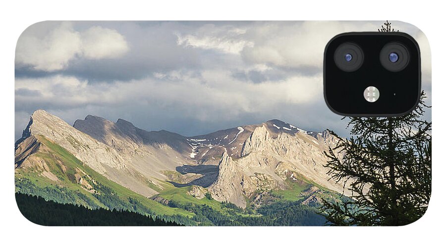 Mountain Landscape iPhone 12 Case featuring the photograph Mountain landscape before the rainfall - French Alps by Paul MAURICE