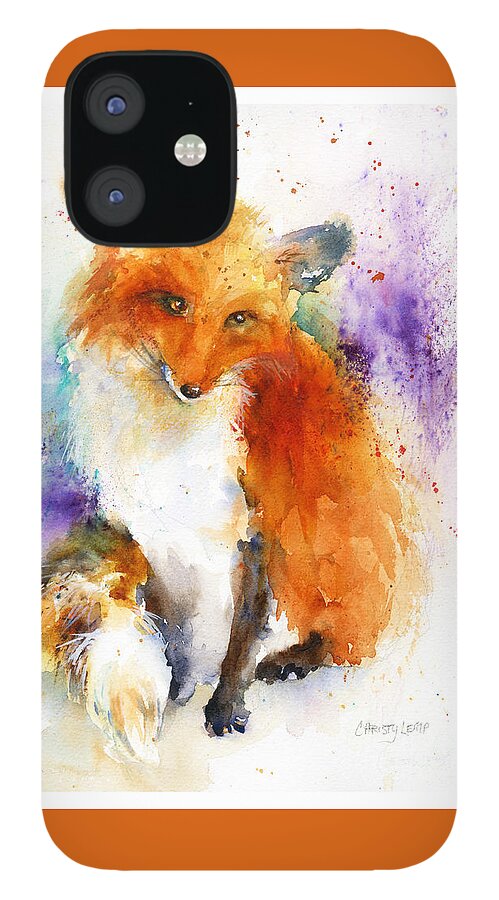 Red Fox iPhone 12 Case featuring the painting Mr. Fox by Christy Lemp
