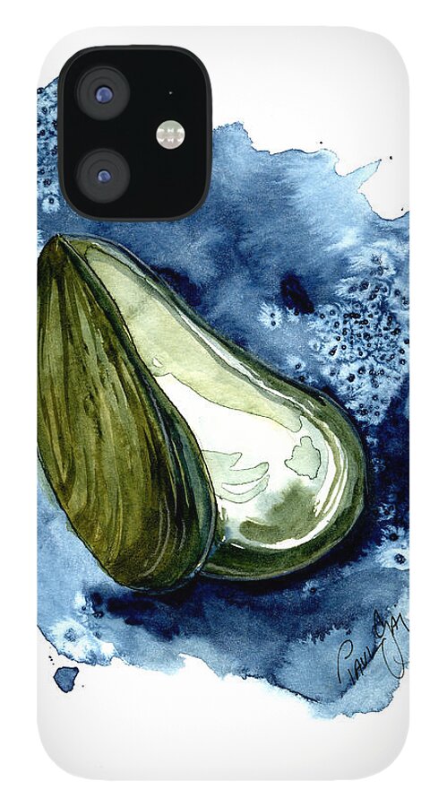 Mussell iPhone 12 Case featuring the painting Mussel Shell by Paul Gaj