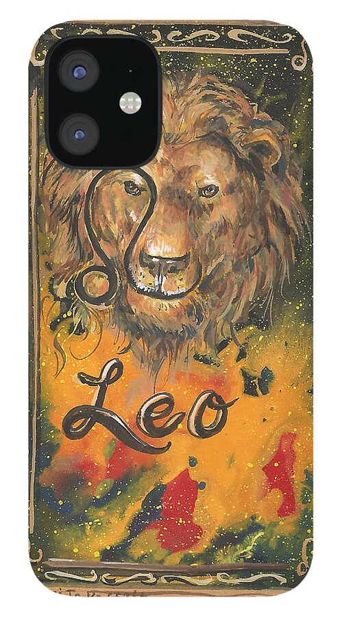 My Leo iPhone 12 Case featuring the painting My Leo by Sheri Jo Posselt