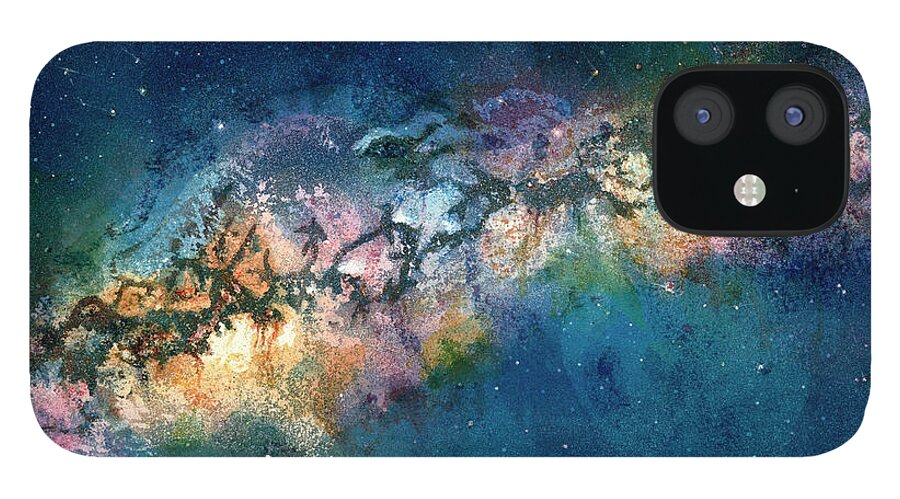 Galaxy iPhone 12 Case featuring the painting My Stars by Nancy Charbeneau