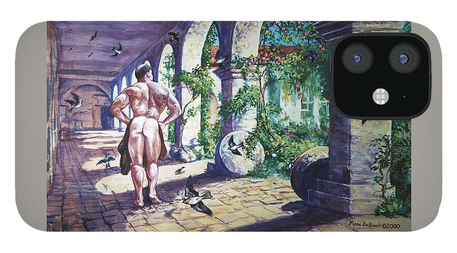 Cloisters iPhone 12 Case featuring the painting Naked in the Cloisters by Marc DeBauch