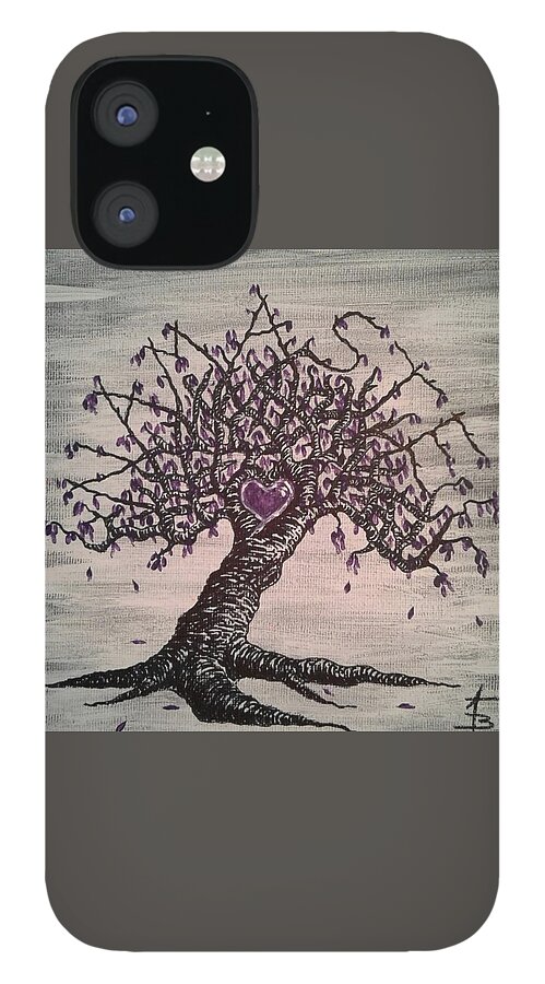 Namaste iPhone 12 Case featuring the drawing Namaste Love Tree by Aaron Bombalicki