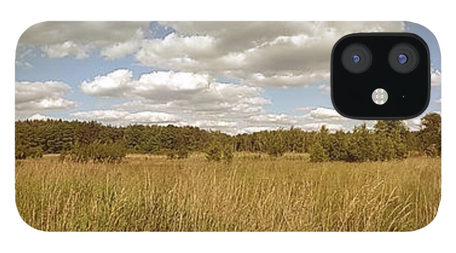 Natural iPhone 12 Case featuring the photograph Natural meadow landscape panorama. by Arletta Cwalina