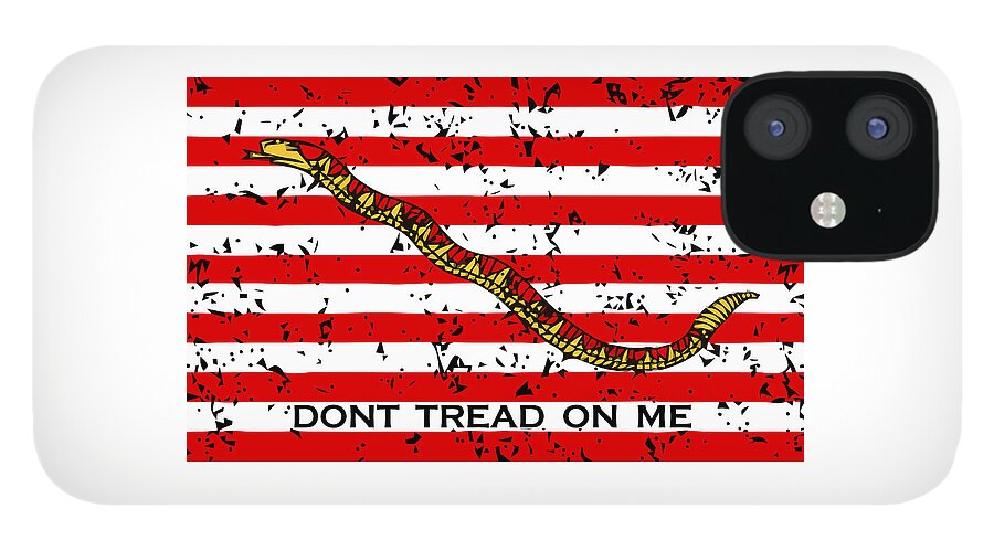 Navy iPhone 12 Case featuring the mixed media Navy Jack Flag - Don't Tread On Me by War Is Hell Store