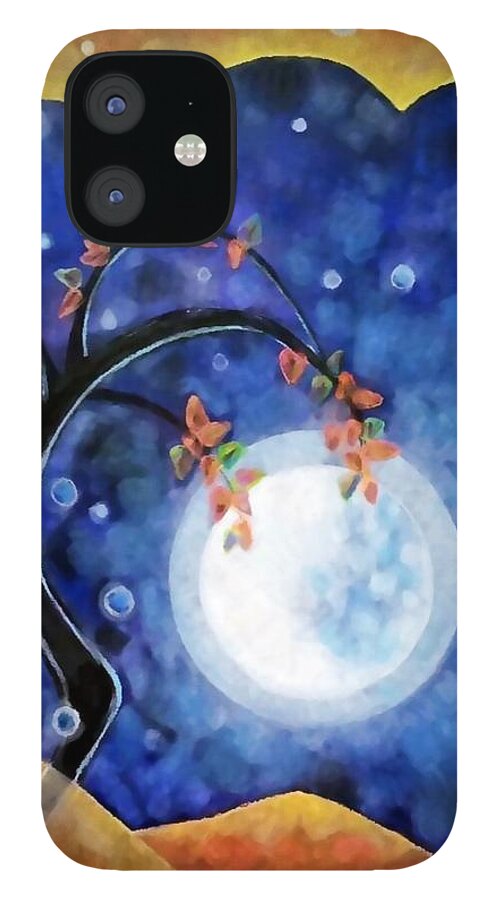Moon iPhone 12 Case featuring the pastel New Moon by Laurie's Intuitive