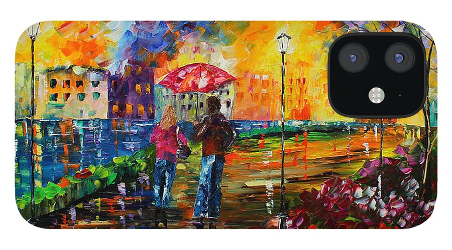 Night Paintings iPhone 12 Case featuring the painting Night Stroll by Kevin Brown