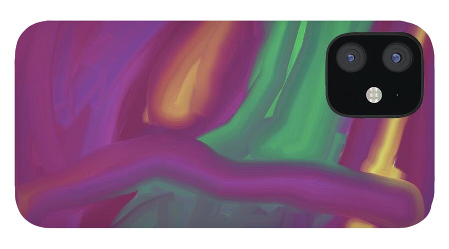 Purple iPhone 12 Case featuring the painting Nightly Tree Hug by Naomi Jacobs