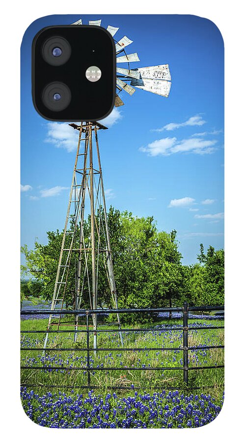 Bluebonnets iPhone 12 Case featuring the photograph No Wind Today by Tom Weisbrook
