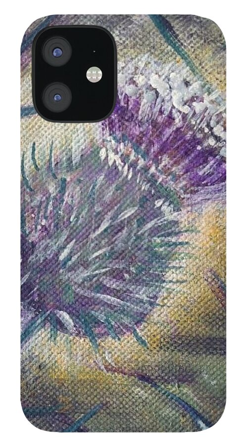 Thistle iPhone 12 Case featuring the painting O' Flower of Scotland by Jacqui Hawk