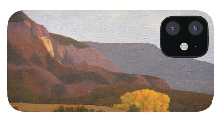 Autumn iPhone 12 Case featuring the painting October Cottonwoods by Phyllis Andrews
