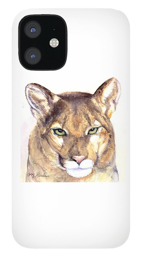 Mountain Lion iPhone 12 Case featuring the painting October Lion by Marsha Karle