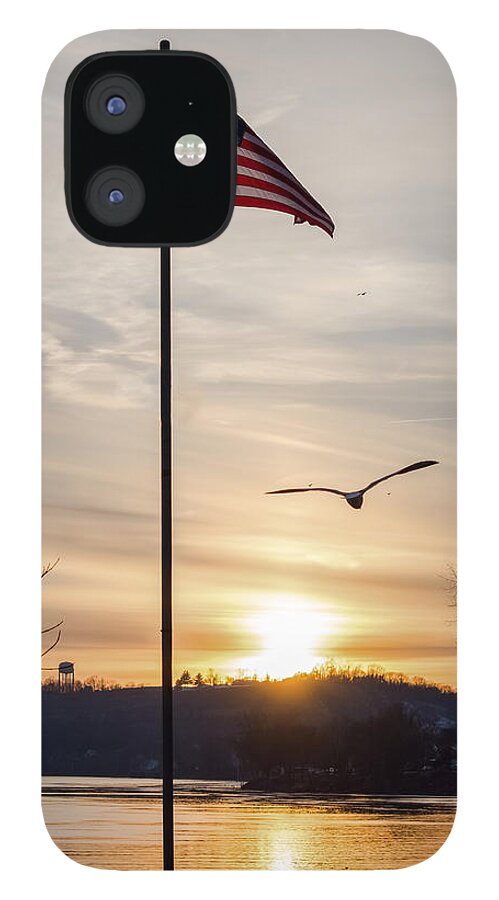 Flag iPhone 12 Case featuring the photograph Ohio River Sunset by Holden The Moment