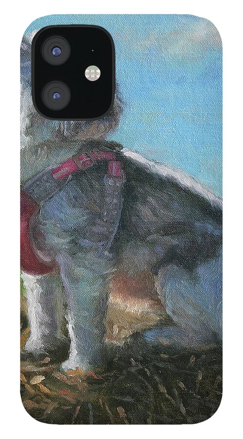 Pet Portrait iPhone 12 Case featuring the painting Olive by Jeff Dickson