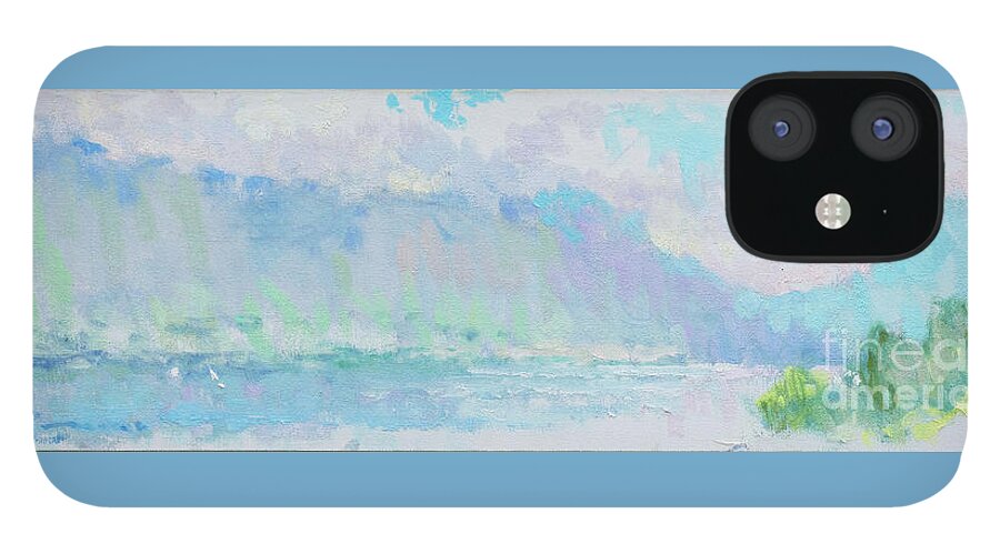 Lake Painting iPhone 12 Case featuring the painting Sunday Kisses by Jerry Fresia