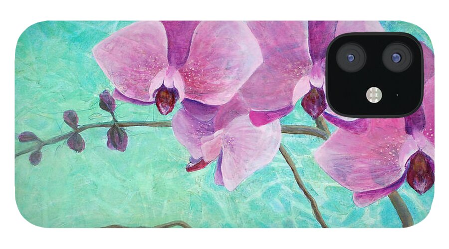Flower iPhone 12 Case featuring the painting Orchids in Pink by Arlissa Vaughn